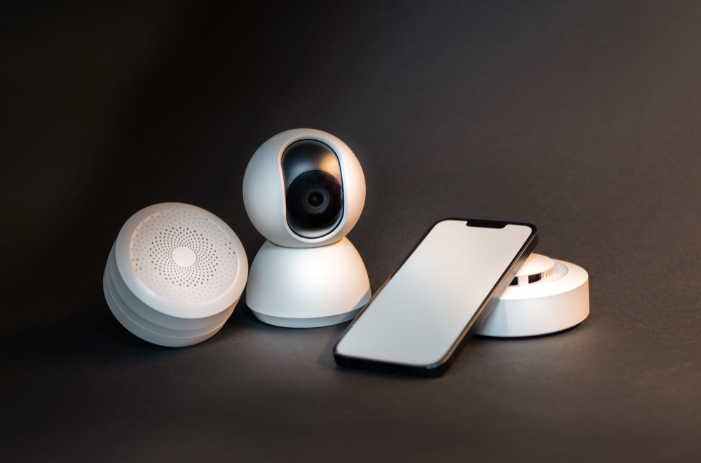 Home security camera and smartphone